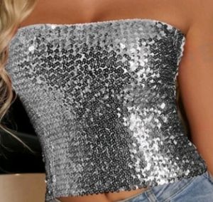 Adult Female Costumes to Hire - Silver Tube Top 